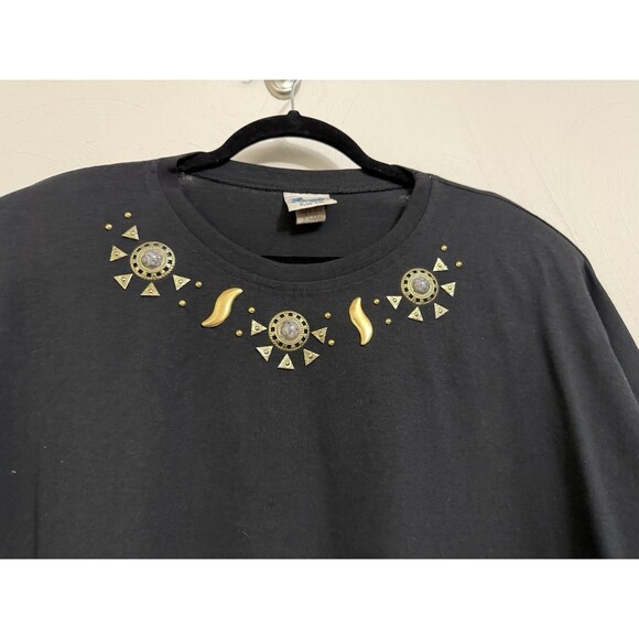 Vintage 80's Women's Plus 3X Top Black w/ Metal Embellishment & Art to Wear - Picture 2 of 16